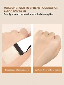 INYUSUN 1支超薄平头化妆刷，多功能面部彩妆工具，可用于遮瑕和粉底，打造无瑕底妆，适合日常居家使用或女性旅行，可用作粉底刷、遮瑕刷、腮红刷、修容刷、古铜粉刷、散粉刷等。 - 銀色 - 查看 3