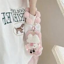 Nueva funda de teléfono con diseño de lazo esponjoso y cachorro compatible con iPhone 17 Pro Max/17 Pro/14/15 Pro Max/15 Pro/15/16 Pro Max/16 Pro/16, funda protectora linda para iPhone 13/11/12