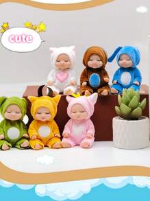 重生娃娃 6 件套 4 英寸迷你婴儿娃娃、睡觉可爱毛绒娃娃动物服装长袍娃娃小逼真婴儿娃娃、可爱仿生娃娃、婴儿护理玩具、生日礼物、派对礼物、情人节礼物、复活节、新年礼物（彩色盒子随机）