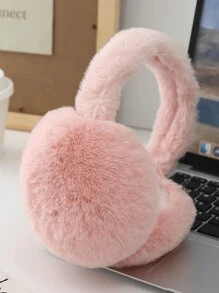 女士冬季耳套 蓬松毛绒耳套 可折叠 聚酯纤维 (涤纶) 女童冬季耳套 (耳部颜色随机分配) 冬季配饰