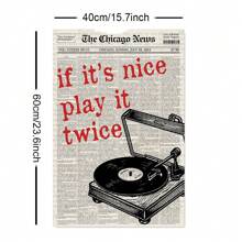 1 Piece Unframed, Music Wall Art, Vintage Fashion Print, Newspaper Print, Record Player Poster, Retro Music Poster, Band Studio Decor, Record Player Print