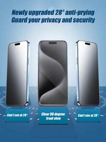 ZYONS 4片/套磨砂防窥屏保护膜，磨砂防偷窥，隐私保护，全覆盖，防指纹，防摔，防刮花，触感顺滑，兼容 17 Pro Max、Air 17、16 Pro Max、16 Pro、16 Plus、16 E、16、15 Pro Max、14 Pro Max、13 Mini、12、11、XS Max、XR、8 Plus、7 Plus系列，兼容手机壳 - 4pcs Matte Privacy - 查看 3