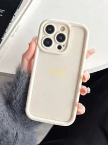 1 件定制哑光全覆盖手机壳，个性化字母名称，复古纯色情侣手机壳 - 白色 - 查看 5