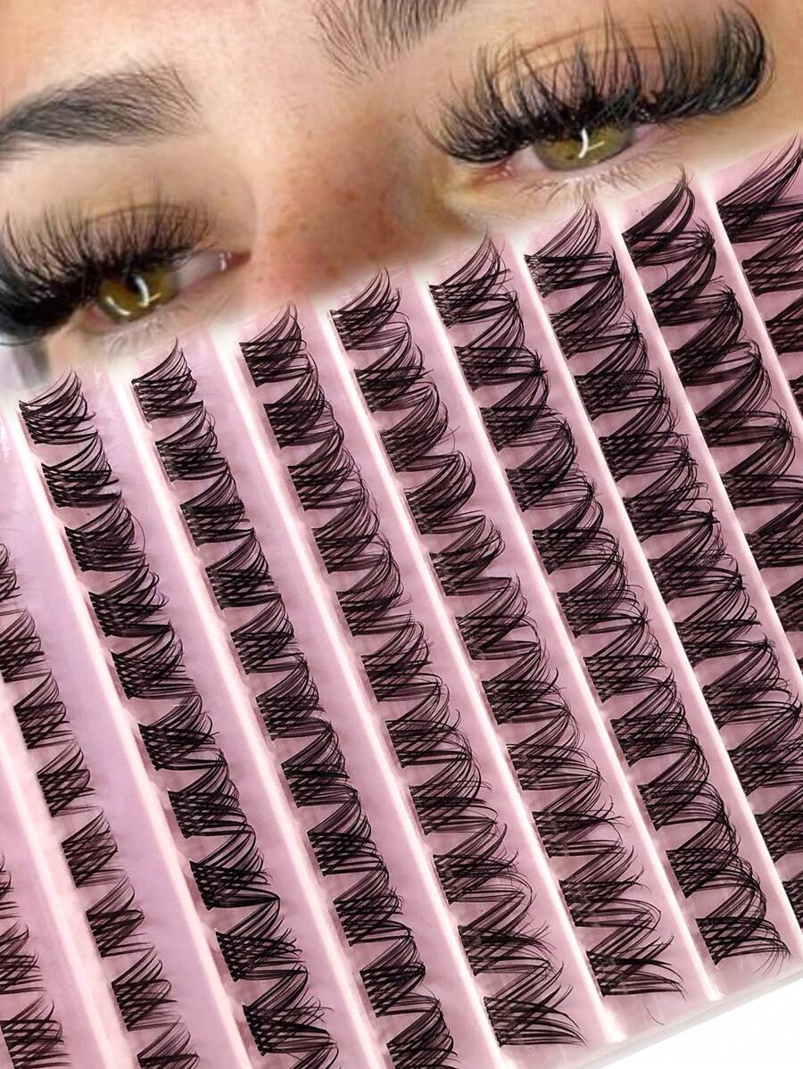 110 Pcs D Curl Volume Lash Clusters Lashes Natural Individual Lashes Clusters D Curl Wispy Lashes 8-16mm DIY Eyelash Extensions,Bundles Natural Eyelash Extension Volume Individual Lashes Mixed Tray Faux Mink Lashes - D - View 1