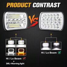 Pair For Chevy Express Cargo Van 1500 2500 3500 7x6 5x7 LED Headlights Hi/Lo DRL - Black - View 3