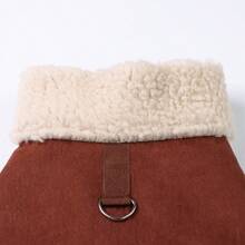 1pc Pet Fur Integrated Padded Coat With Leash, Suitable For Small And Extra Small Dogs/Cats, Warm For Autumn/Winter, Size Runs Small, Not Recommended For Large Dogs