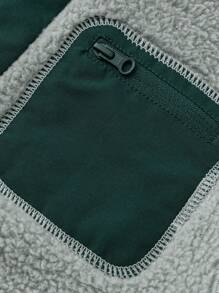 mini bala Antistatic Reversible Plush Jacket For Babies Winter Warm Collection - Earthy Green - View 7