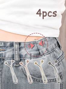 4 Stücke/Set unsichtbare Taillenstraffende Metallklippknöpfe, einstellbare Knopfverschlüsse für Jeans und Kleidung, nagelfrei leicht zu benutzen, geeignet zum Befestigen von Manschetten, Längen von Oberteilen, Schals und Kragen - mehrfarbig - Übersicht 1