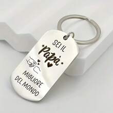 1pc Stainless Steel Keychain, Father's Day Gift For Dad, Exquisite Father's Day Gift Keychain Car Accessories Cute Goth Y2k Bag Accessories Lanyards With Id Holder Car Accessories Bag Charms - Silver - View 1