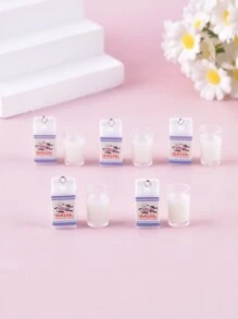 Set de 10 charms de resina de estilo de moda variado de bebida, leche, alcohol, cerveza para hacer joyas DIY para mujeres