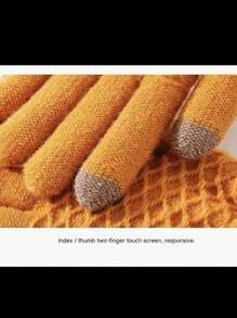 1 双男女款冬季手套触摸屏冬季手套 - 骑行手套时尚针织手套，袖口厚，适合寒冷天气万圣节圣诞节保暖配饰冬季手套 - 彩色 - 查看 4