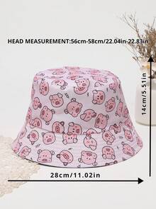 1 pieza Sombrero de cubo con diseño de cerdo lindo, sombrero de sol de moda unisex para playa y exterior de verano, sombrero de cubo - cerdito - Ver 7