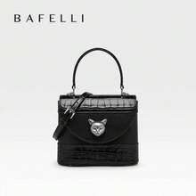 BAFELLI HANDBAG 2024 WOMEN'S NEW CROSSBODY LEATHER PURSE EVENING BAG CROCODILE GRAIN DESIGNER BUCKET CAT LUXURY BRAND FASHION - RƯỢU VANG ĐỎ - Xem 8