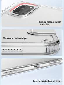 1pc Elegant Pink Acrylic Transparent Crystal Protective Case Compatible With IPad, Support Sleep/Wake Function, Anti-Drop - Pink - View 7