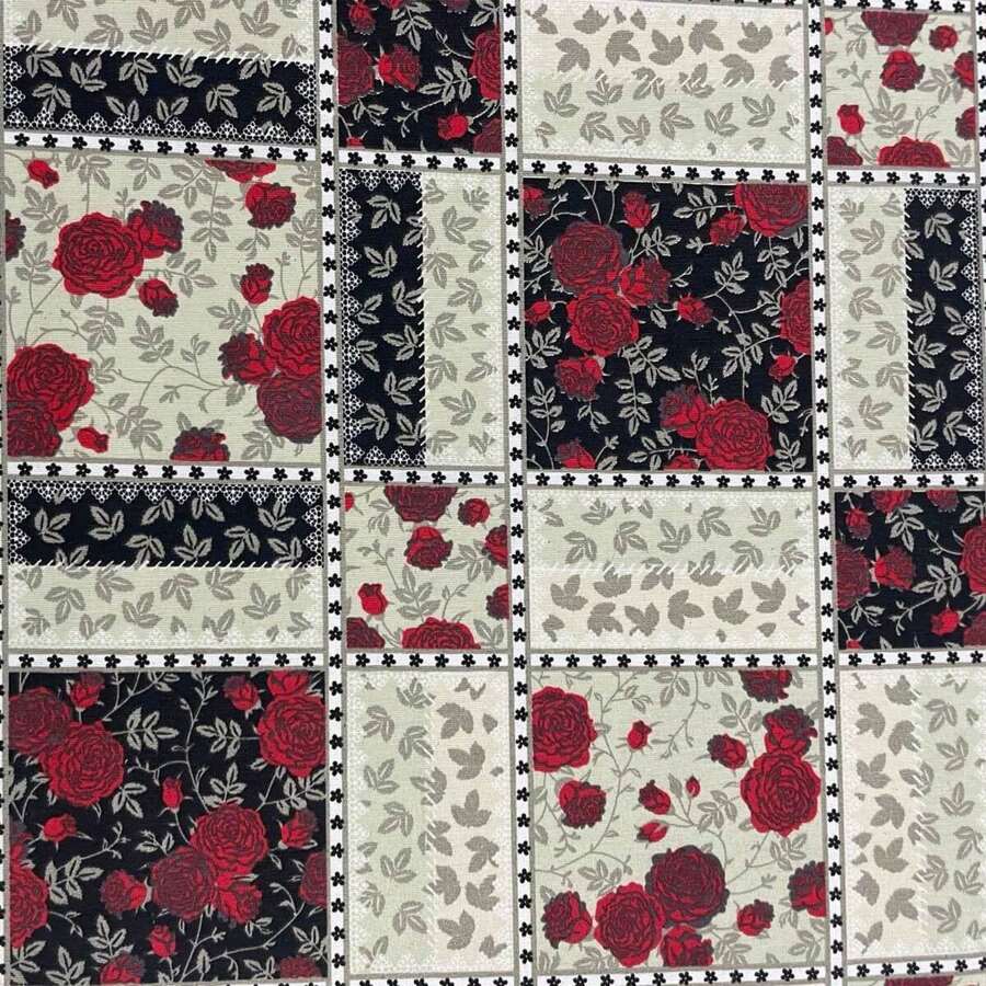 Acqua Decor Waterproof Fabric 1.40m Wide Sofa Cover, Cushion Cover - Floral Rosas Quadriculado - View 1