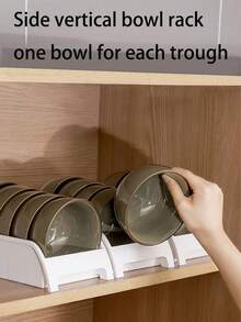 Thick Bowl & Dish Storage Rack, Multi-Function Draining Rack, Kitchen Display Shelf For Plates, Bowls, Cutlery (Narrow:M, Wide:L, Horizontal:XL) - White - View 5