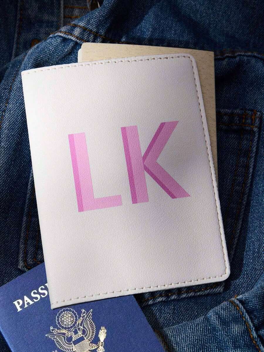 1pc Custom Initial Letter Passport Wallet, Personalized Passport Holder Cas Travel Wallet, Personalized Passport Holder - PU Leather - Foil Monogram, Custom Initial Letter Lightweight PU Leather Passport Covers For Teens For Travel For Back To School, Monogram Passport Holder Custom Passport Bag, Couples Gift, Anniversary Gift, Mother's Day Unique Gift, Gift For Mom, Dad, Wife, Husband, Girlfriend, Boyfriend, Gift For Him/ Her. - Multicolor - View 1