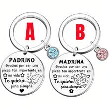 Llavero de acero inoxidable con rhinestones, regalo de llavero para padrinos, llavero para padrinos, llavero único y creativo, regalo de cumpleaños y Año Nuevo