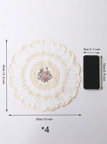 WGROOM 1pc/4pcs Polyester Embroidered Placemats For Kitchen, Dining Room, Table Decoration, Heat Insulation, Anti-Scratch, Anti-Dust, Suitable For Wedding, Party, Gift, Birthday, Christmas - White - View 19