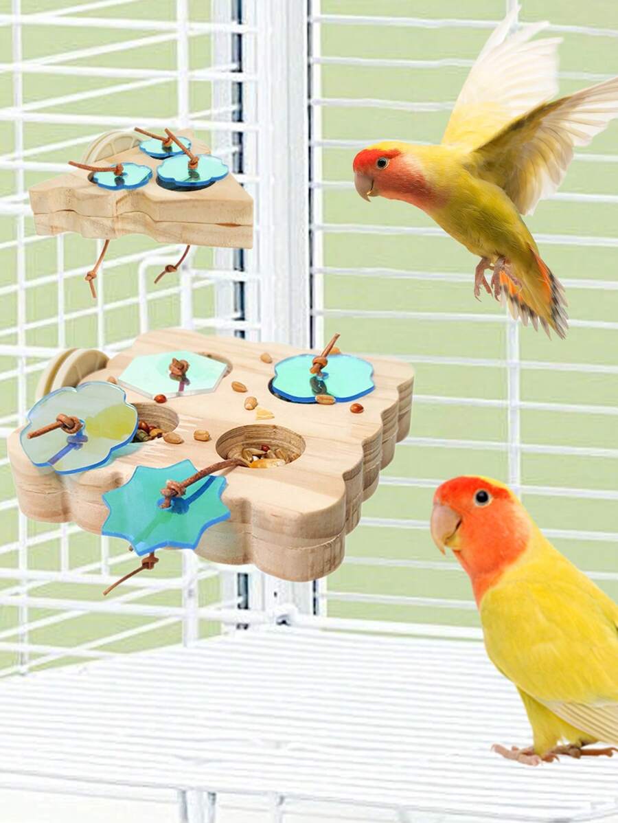 1pc Hanging Bird Cage Small Pet Foraging Station, Developing Intelligence Bird Standing Chew Toy, Suitable For Various Bird Cage Decoration & Toys - Multicolor - View 1