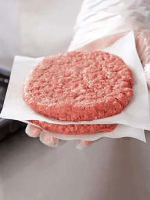 100 件吸油汉堡馅饼纸，纯色方形不粘蜡，用于单独冷冻压制馅饼空气炸锅厨房空气炸锅衬垫空气炸锅纸空气炸锅空气炸锅 - 白色 - 查看 3