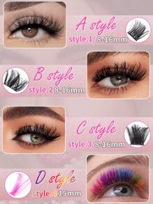 464 chiếc/D Cụm mi riêng lẻ, Vẻ ngoài tự nhiên & Lông mi rung rinh, 4 kiểu D Curl hỗn hợp 9-16mm, Bộ nối mi riêng lẻ siêu nhẹ & siêu mềm có thể tái sử dụng tự làm, Bao gồm nhíp & 2 cọ, Thích hợp cho người mới bắt đầu sử dụng tại nhà hoặc khi di chuyển Cho cuộc sống hàng ngày, tiệc tùng, lễ hội âm nhạc - D - Xem 5