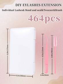 464 chiếc/D Cụm mi riêng lẻ, Vẻ ngoài tự nhiên & Lông mi rung rinh, 4 kiểu D Curl hỗn hợp 9-16mm, Bộ nối mi riêng lẻ siêu nhẹ & siêu mềm có thể tái sử dụng tự làm, Bao gồm nhíp & 2 cọ, Thích hợp cho người mới bắt đầu sử dụng tại nhà hoặc khi di chuyển Cho cuộc sống hàng ngày, tiệc tùng, lễ hội âm nhạc - D - Xem 7