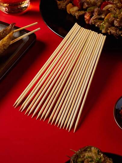 100pcs Natural Bamboo Skewers Sticks For BBQ,Kabob,Grilling,Barbecue,Kitchen,Roasting,Marshmallows,Plant Stakes,Crafting.