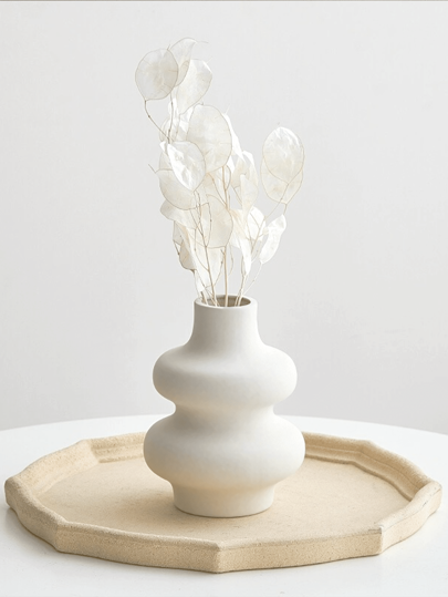 1 szt. Nowoczesny wazon Wystrój domu Boho Okrągły Matowy Wazon na Kwiaty Minimalistyczny Ceramiczny Wazon Na Stół Jadalny Dekoracja Ślubna, Wystrój Domu Wiejskiego Ślub Kolacja Stół Dekoracje Biurowe