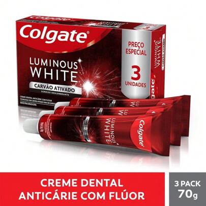 Loja Sages Pack Creme Dental Colgate Carvão Ativado Luminous White 3un de 70g