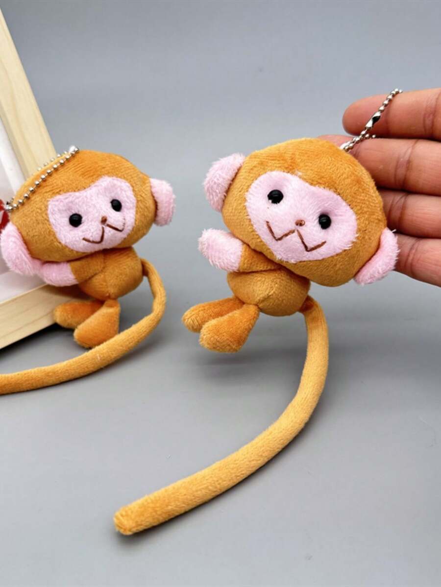 卡通猴子毛绒钥匙扣挂件，DIY毛绒钥匙扣背包挂件配件，女士汽车配件，包包挂件，背包，学生装扮，可爱哥特风，Y2K，万圣节配件，教师节，圣诞礼物创意，包包配件，带证件套的挂绳，汽车配件，包包挂件 - 彩色 - 查看 1