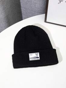 1pc Sports Elastic Extra Long Knit Beanie Cap, Warm Outdoor Skiing Hiking Cap With Cloth Label, MAKEFGE