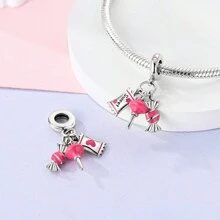 1Pc Silver Color Exquisite Modern Life Collection Champagne Phone Game Machine Lighter Candy Dumbbell Bead Charm Suitable For Original Bracelet Necklace Bangle Copper Silver Plated Diy Jewelry Making Beads Party Daily Wear