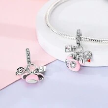 1Pc Silver Color Exquisite Modern Life Collection Champagne Phone Game Machine Lighter Candy Dumbbell Bead Charm Suitable For Original Bracelet Necklace Bangle Copper Silver Plated Diy Jewelry Making Beads Party Daily Wear