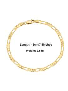 1 Stück Vintage 925 Sterling Silber 3,3mm Panzerkette Armband, 18K Gold & Rhodium Beschichtet, minimalistisches Design, modisches unisex Handaccessoire für den Alltag, geeignet als Geburtstags-, Weihnachts- oder Paargeschenk - Goldgelb - Übersicht 19