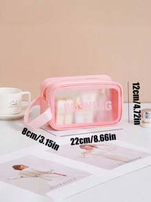3pcs/1pc Summer Travel Toiletry Bag, PVC Waterproof Cosmetic Bag, Large Capacity Travel Organizer Bag For Cosmetics, Makeup, Toiletries, Suitable For Men & Women, Transparent Matte Makeup Bag, Swimming Bag, Travel Pouch, Makeup Bag, Makeup Case, Lipstick, Brushes, Skincare, Phone, Coins, Small Items, Suitable For Home, Gifts, Holidays, Halloween, Christmas, Multi-Purpose Use, Gift For Girlfriend, Gift For Women, Girls