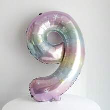 1pc 40-Inch Ombre Rainbow Giant Number Balloon, Photo Prop Birthday Decor
