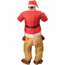 1 buc. Costum gonflabil de Moș Crăciun călare cu ren, ținută de cosplay pentru petrecere amuzantă, joc de rol de vacanță