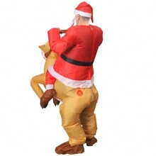 1 buc. Costum gonflabil de Moș Crăciun călare cu ren, ținută de cosplay pentru petrecere amuzantă, joc de rol de vacanță