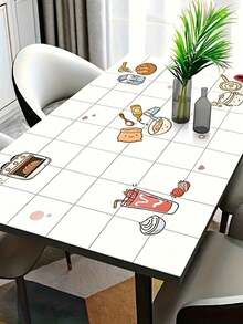 1 Roll Cartoon Kitchen Themed Pattern Removable Waterproof Oil-Proof Self-Adhesive Contact Paper And Wallpaper, For Living Room, Kitchen, Bedroom, Home And Dorm Furniture Decor