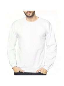 Unisex Round Neck Sweatshirt Hoodie Crew Neck Various Colors - White - View 1