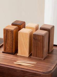 1 szt. Prostokątny drewniany przenośny uchwyt na wykałaczki, bez wykałaczek w zestawie, możliwość personalizacji tekstu i logo, minimalistyczny styl odpowiedni do domu, restauracji, celów dekoracyjnych