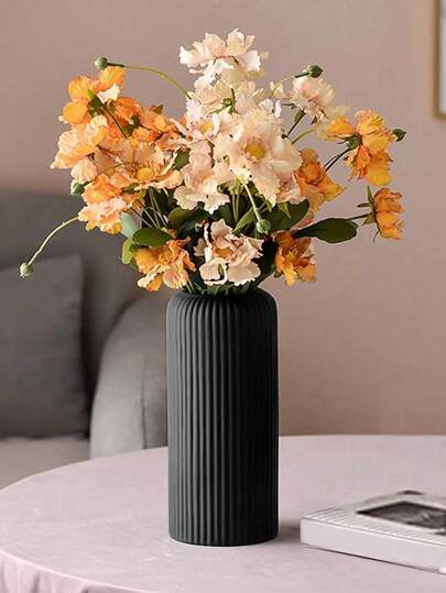1pc Lightweight Plastic Gestreepte Flower Vase, Minimalist Bloemen Arrangements, Home ation, Centerpiece, Tabletop Accents, Various Display Scenarios view 6