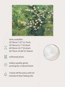 1 件梵高玫瑰帆布艺术印刷品 - 法国印象派风景，无框墙壁装饰，适用于客厅和卧室 - 彩色 - 查看 6