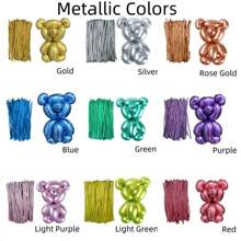 10/20/30/50/100pcs Mixed Color Magic Thickened Long Strip Balloon, Chrome Twist Latex Balloons , Pastel Color Latex Balloons For Balloon Arch, Metallic Gold/Silver/Blue/Green/Purple/Red/Pink/Orange/ White Modelling Balloon Kit For Creative Fun,Perfect For Birthday Parties, Weddings, Clown Decorations And Christmas