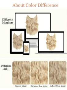 12inch Hair Extension Wavy Clip In Hair Extensions Invisible Wire Bleach Blonde Synthetic Hair Pieces For Women Daily Wear - Gold - View 8