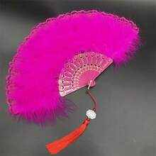 1pc Artificial Feather Fan Dance Performance Fan Elegant Handheld Vintage Fan Best Gifts - Multicolor - View 16