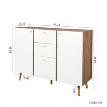 Sideboard Buffet Cabinet With 3 Drawers And 2 Doors 47.24"Buffet Cabinet With Adjustable Shelves For For Living Room Dining Room Hallway Kitchen