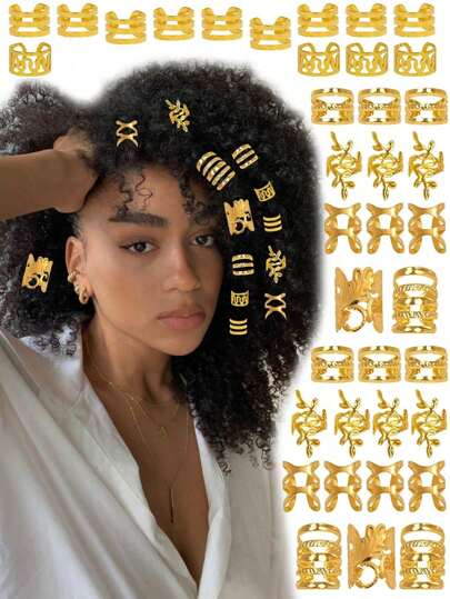 70Pcs Hair Beads: Vintage Alloy Hair Cuffs & Rings For Loc Braids - Adjustable, Metal, Braid Hair Jewelry, Hair Accessories (No Box) Hair Clips, School Stuff