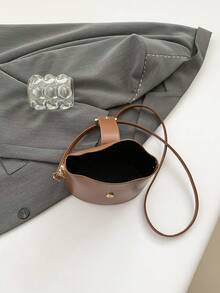 1 件咖啡棕色纯色绗缝 PU 方形闭合手提包，复古风格迷你斜挎包，多功能手机袋，独特设计女士手提包，适合日常使用、办公、约会和礼物 - 咖啡棕 - 查看 11